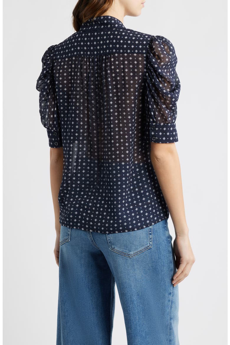 Gillian Print Silk Button-Up Shirt, Alternate, color, NAVY MULTI