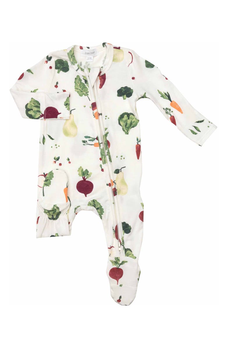 Angel Dear Watercolor Veggies Zip Footie, Main, color,