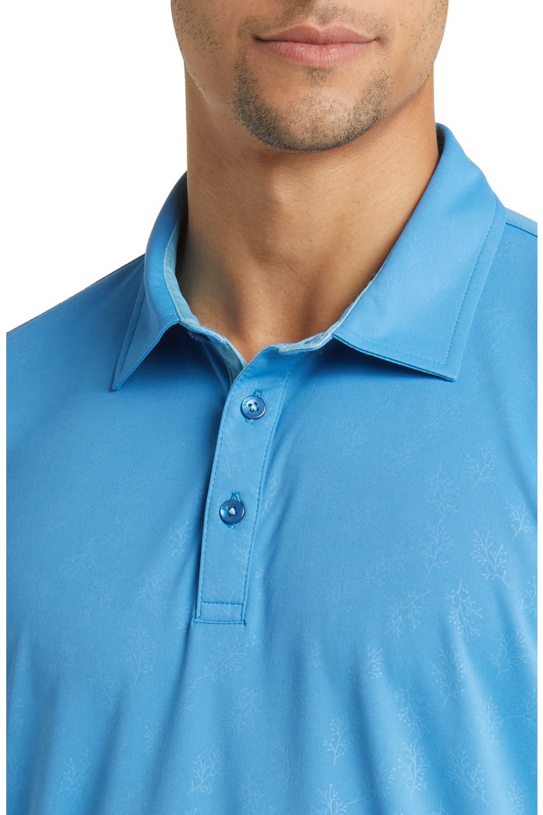 Barrett Botanical Print Golf Polo, Alternate, color, BLUE