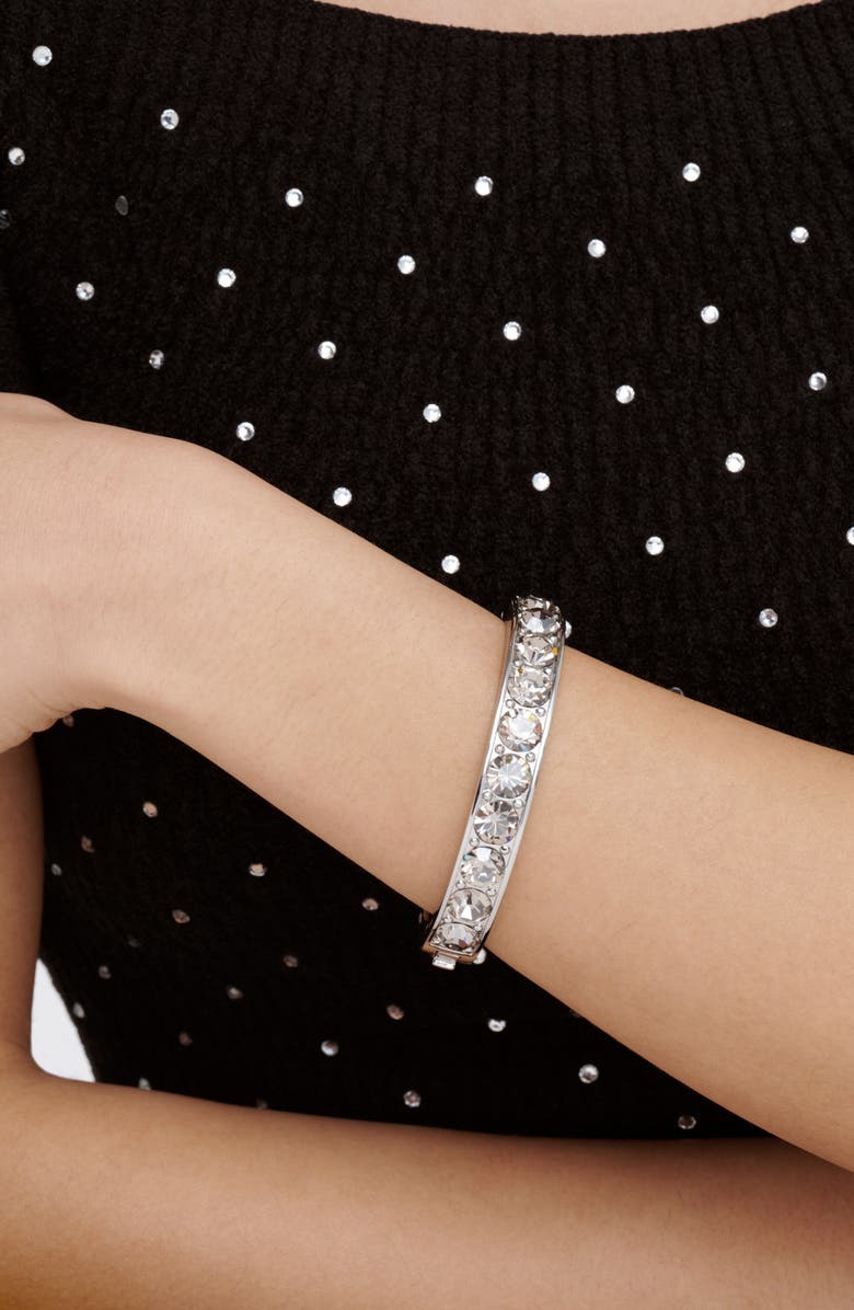 Ted Baker Rosie Crystal Hinged Bangle Bracelet, Alternate, color, Silver Tone / Smoked Crystal