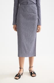 Scotch & Soda Ruched Gingham Midi Skirt