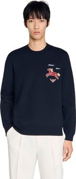 SANDRO Embroidered horse sweatshirt