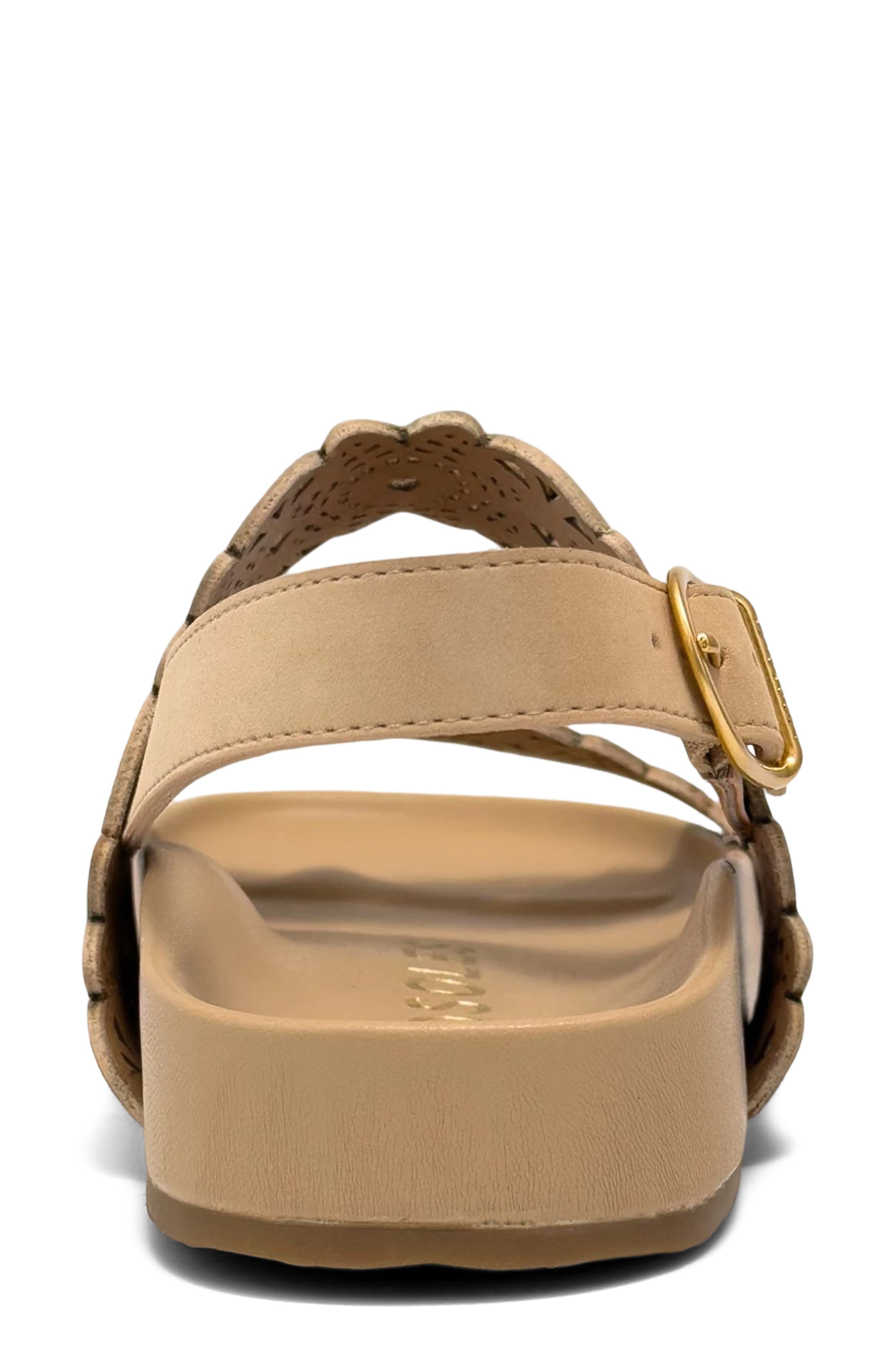 Lily Perforated Slingback Sandal, Alternate, color, BEIGE BISQUE PERF FX NUBUCK