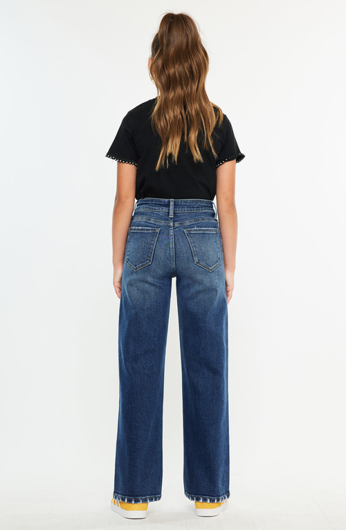 Kancan Dania High Rise Wide Leg Kids Jeans In Multi