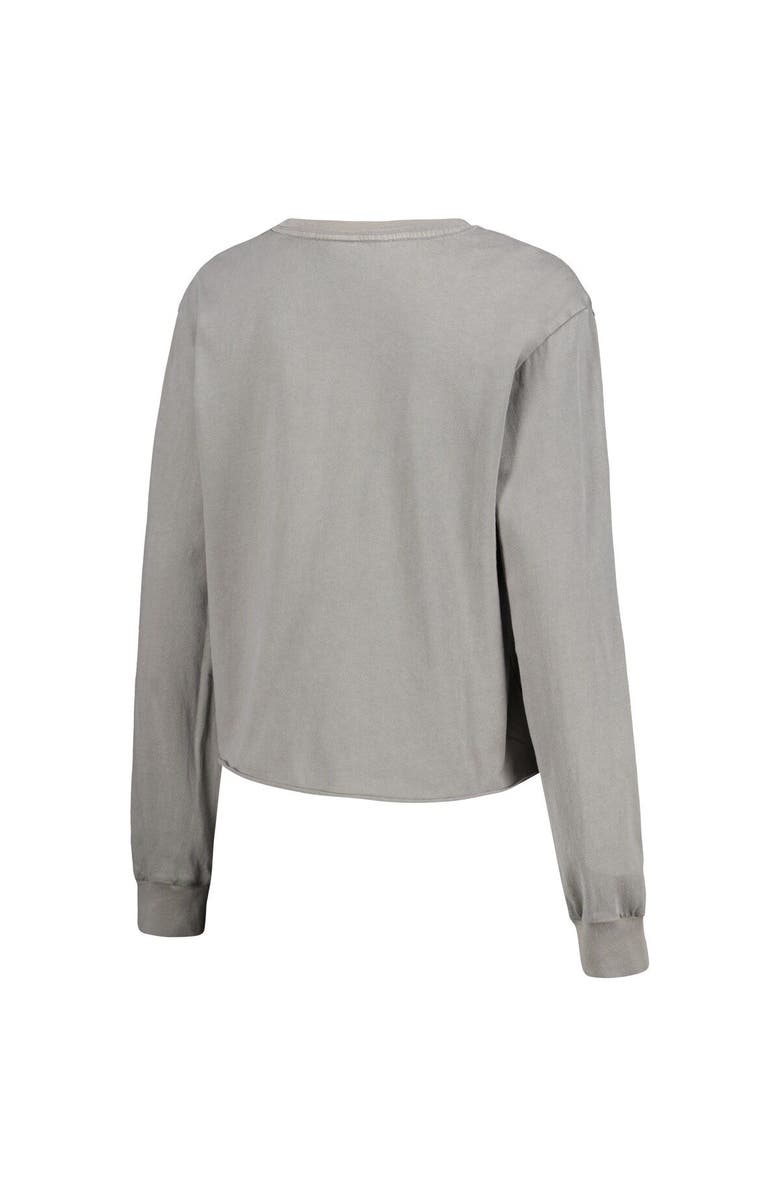 THE WILD COLLECTIVE Women's The Wild Collective Gray San Jose Earthquakes Cropped Long Sleeve T-Shirt, Alternate, color, 