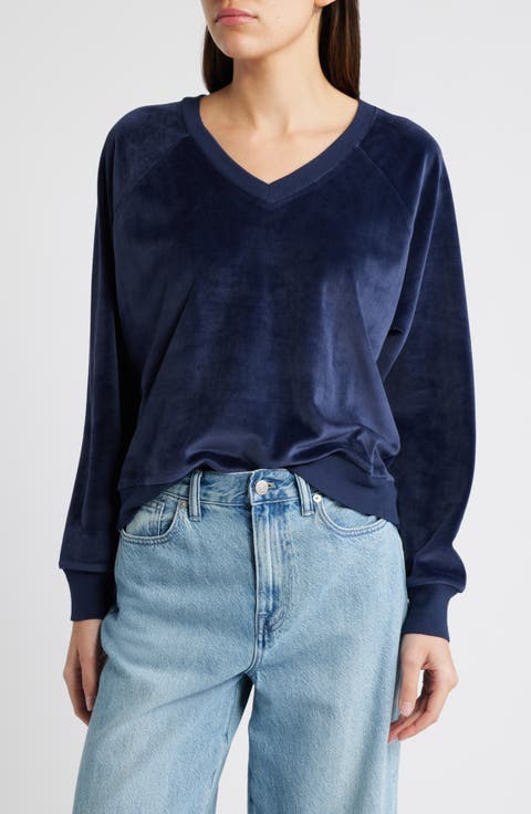 V-Neck Velour Sweatshirt