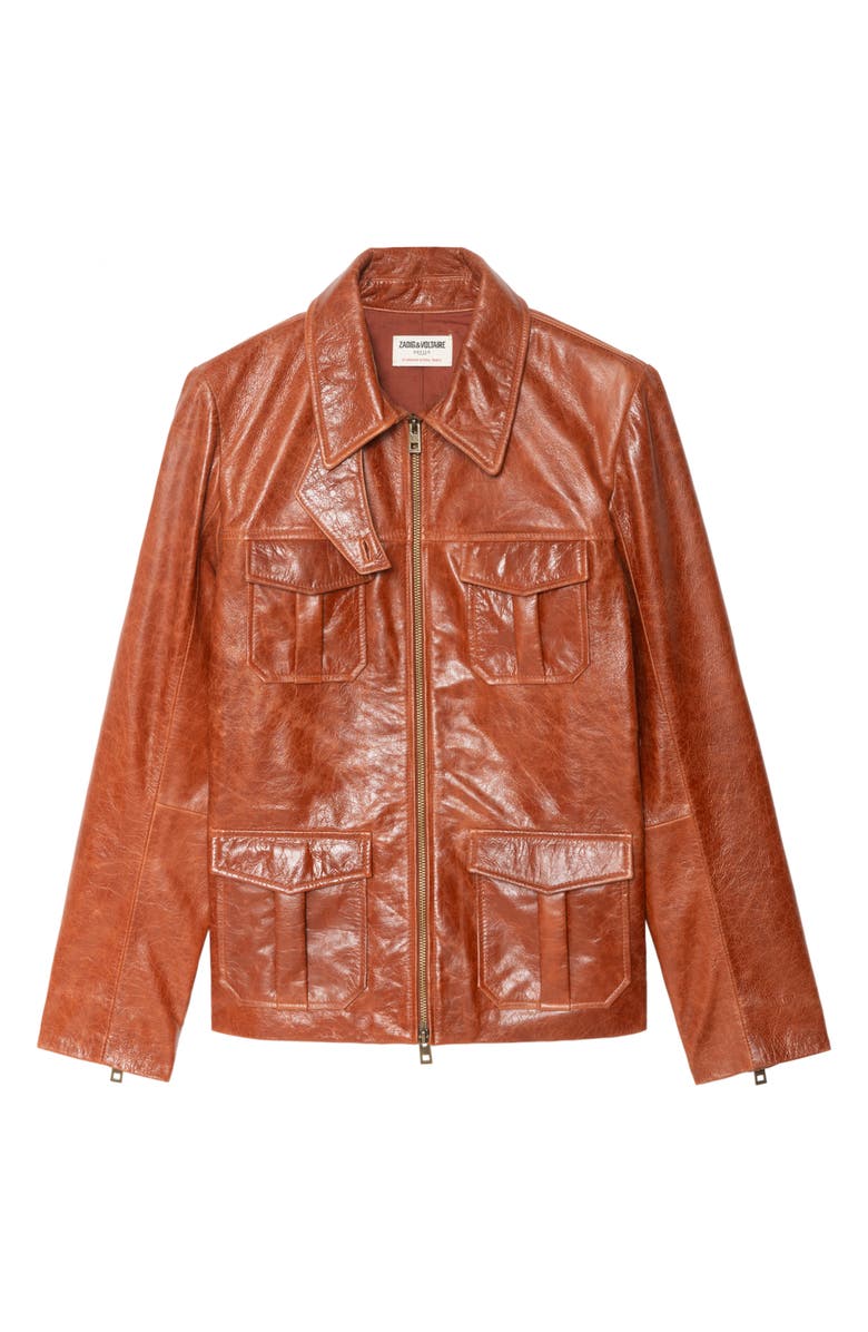 Zadig & Voltaire Lienna Leather Jacket, Alternate, color, Burn