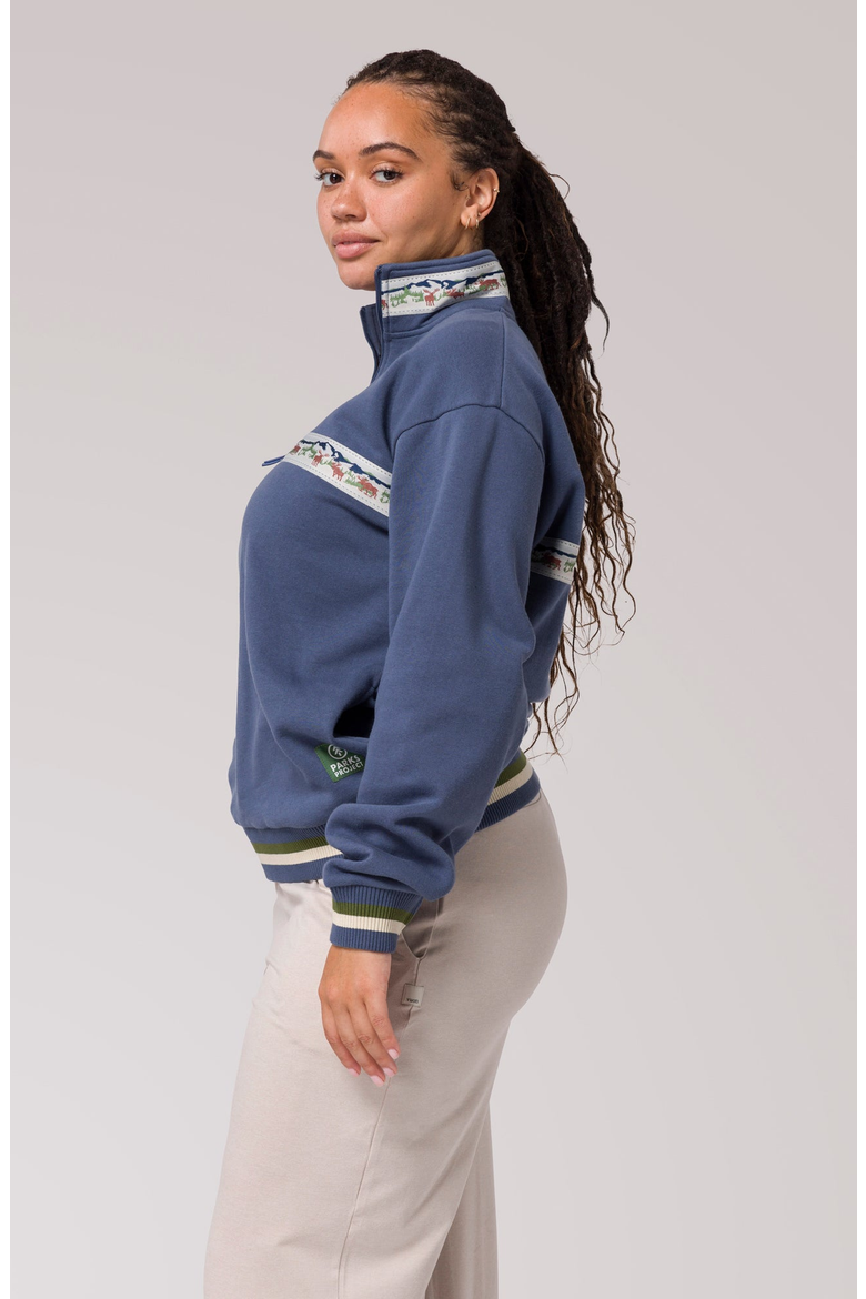 Acadia Moose Quarter Zip Fleece, Alternate, color, Blue Fog