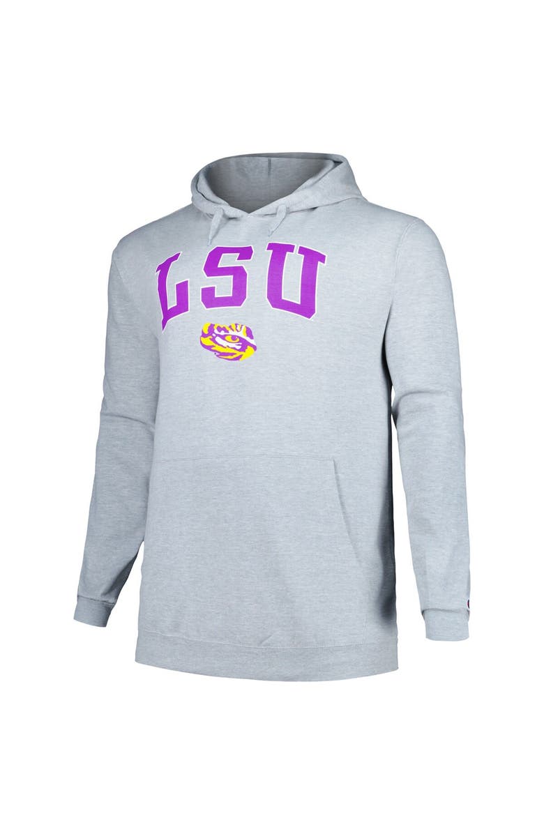 Champion Men's Champion Gray LSU Tigers Big & Tall Arch Over Logo Powerblend Pullover Hoodie, Alternate, color, Gray