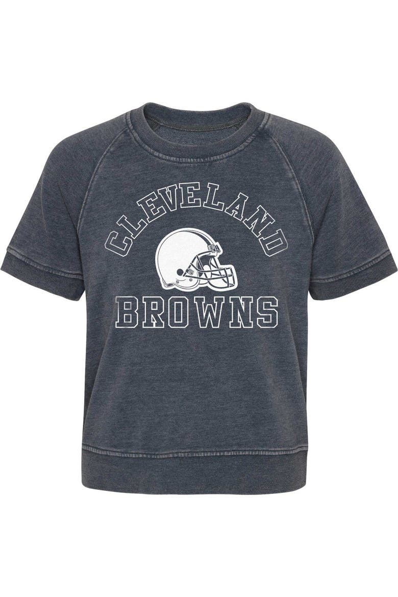 Girls Juniors Heather Charcoal Cleveland Browns Cheer Squad Raglan T-Shirt, Alternate, color, Heather Charcoal