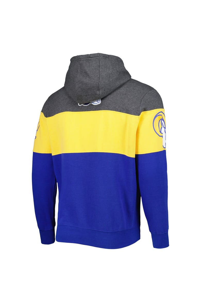 Men's Starter Heather Charcoal/Royal Los Angeles Rams Extreme Pullover Hoodie, Alternate, color, Heather Gray