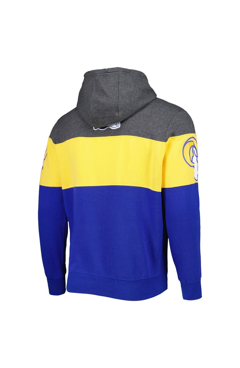 STARTER Men's Starter Heather Charcoal/Royal Los Angeles Rams Extreme Pullover Hoodie, Alternate, color, Heather Gray