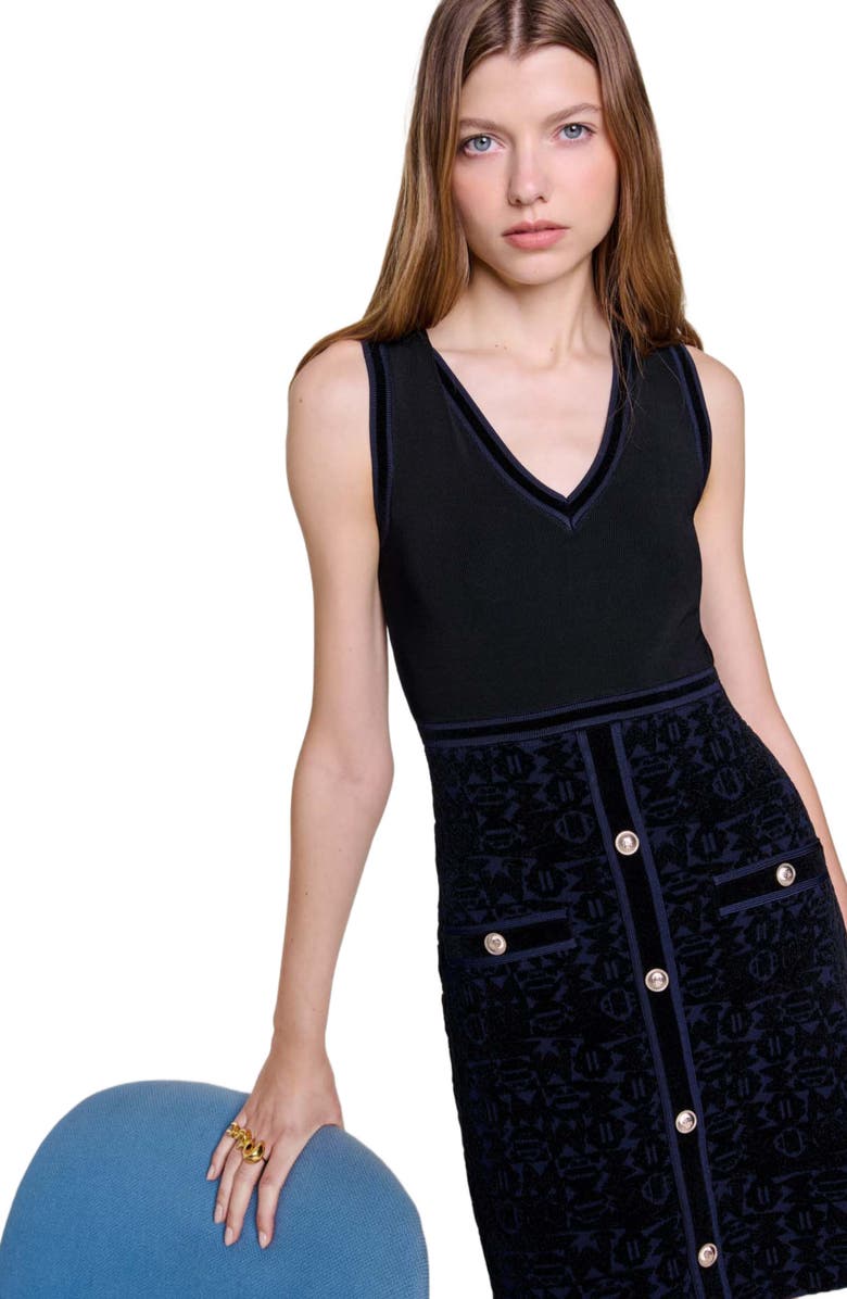 maje 2-in-1 velvet knit dress, Alternate, color, 