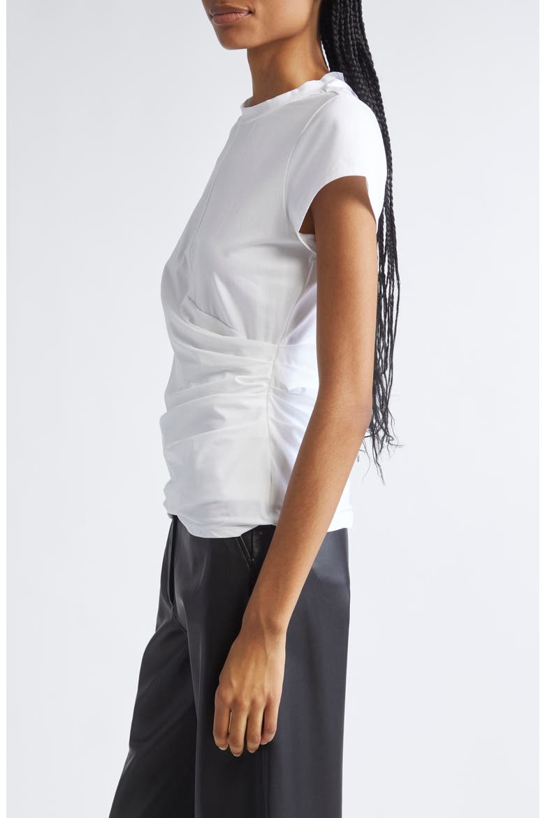 Draped Stretch Cotton T-Shirt, Alternate, color, WHITE