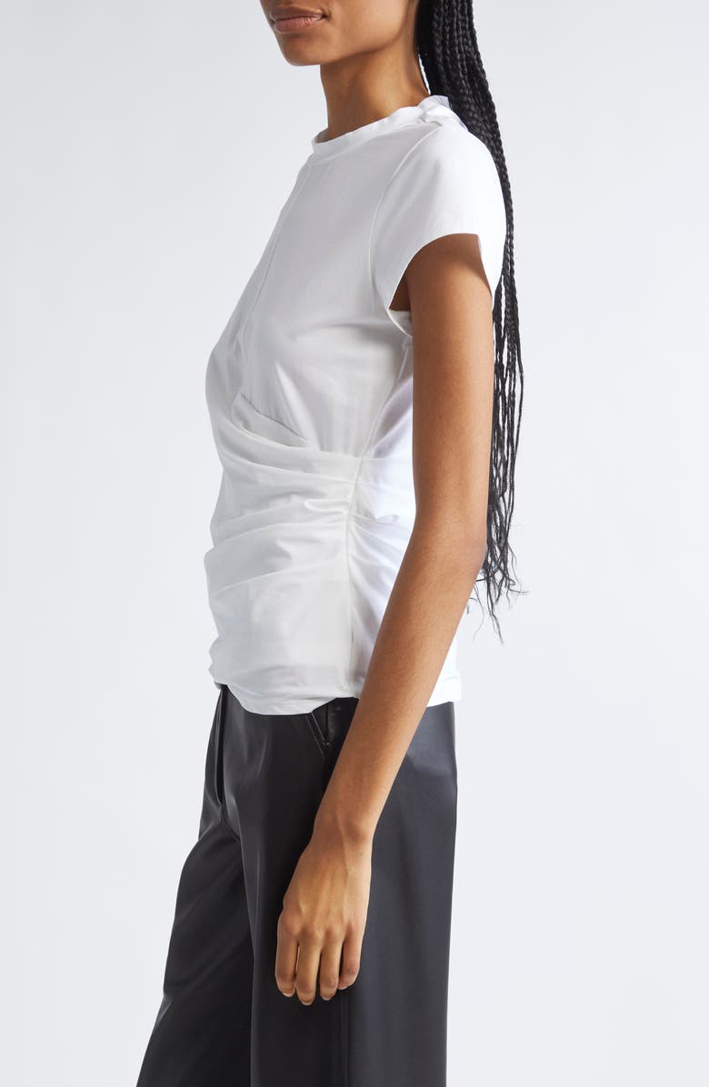 3.1 Phillip Lim Draped Stretch Cotton T-Shirt, Alternate, color, White
