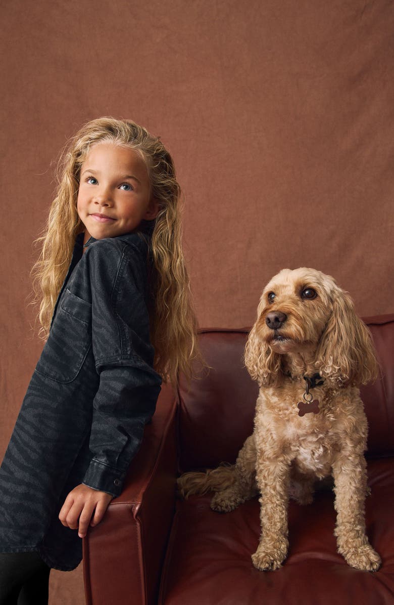 NEXT Kids' Zebra Denim Button-Up Shirt, Alternate, color, Black/Grey