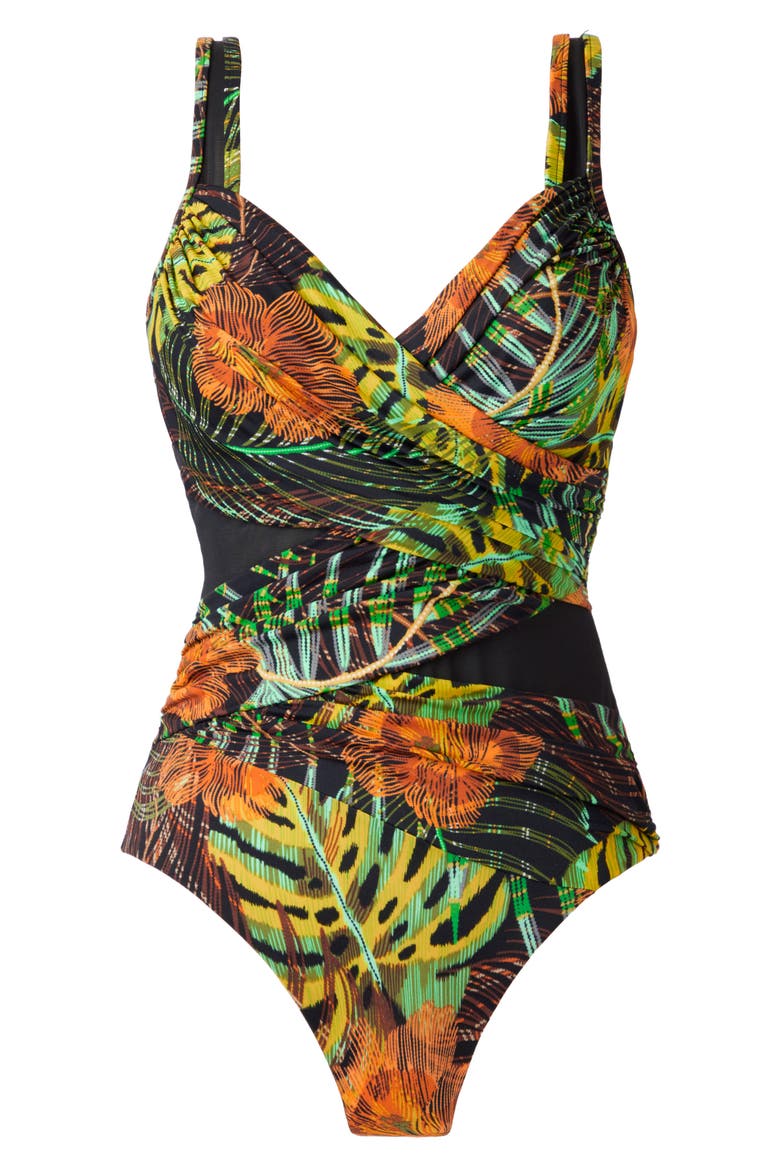 Sunset Islet Madero Underwire One-Piece Swimsuit, Alternate, color, BLACK/ MULTI