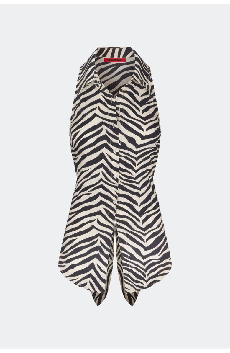 SIMONMILLER Printed Loch Sleeveless Poplin Button Up, Alternate, color, Zebra Print