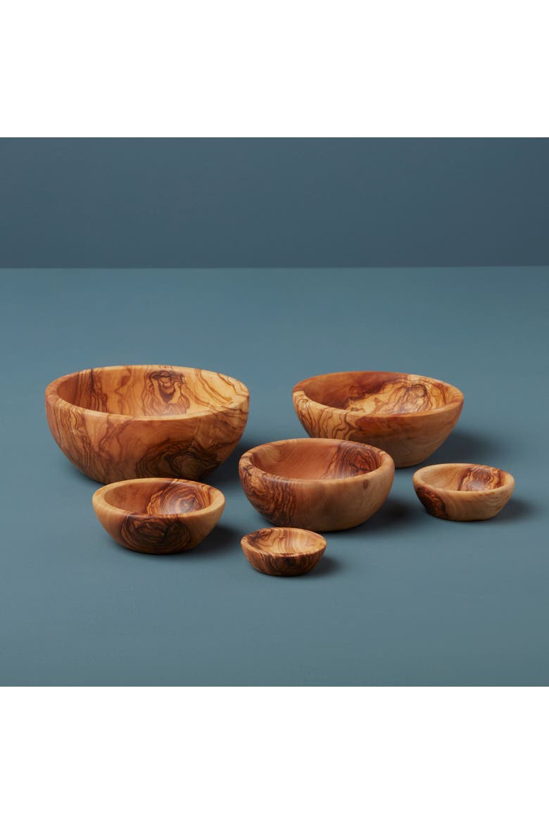 Olive Wood Nesting Bowls - Set of 6, Alternate, color, Olive
