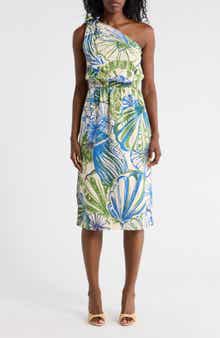 Tori Richard Sunrise Cecelia One-Shoulder Midi Dress