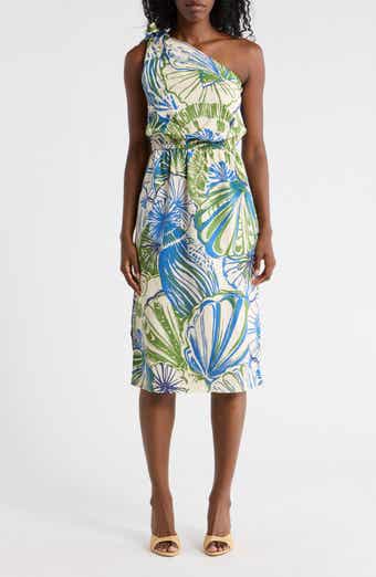 Tori Richard Sunrise Cecelia One-Shoulder Midi Dress
