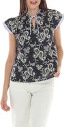 RAIN AND ROSE Paisley Print Ruffle Top