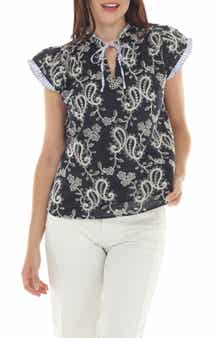 RAIN AND ROSE Paisley Print Ruffle Top