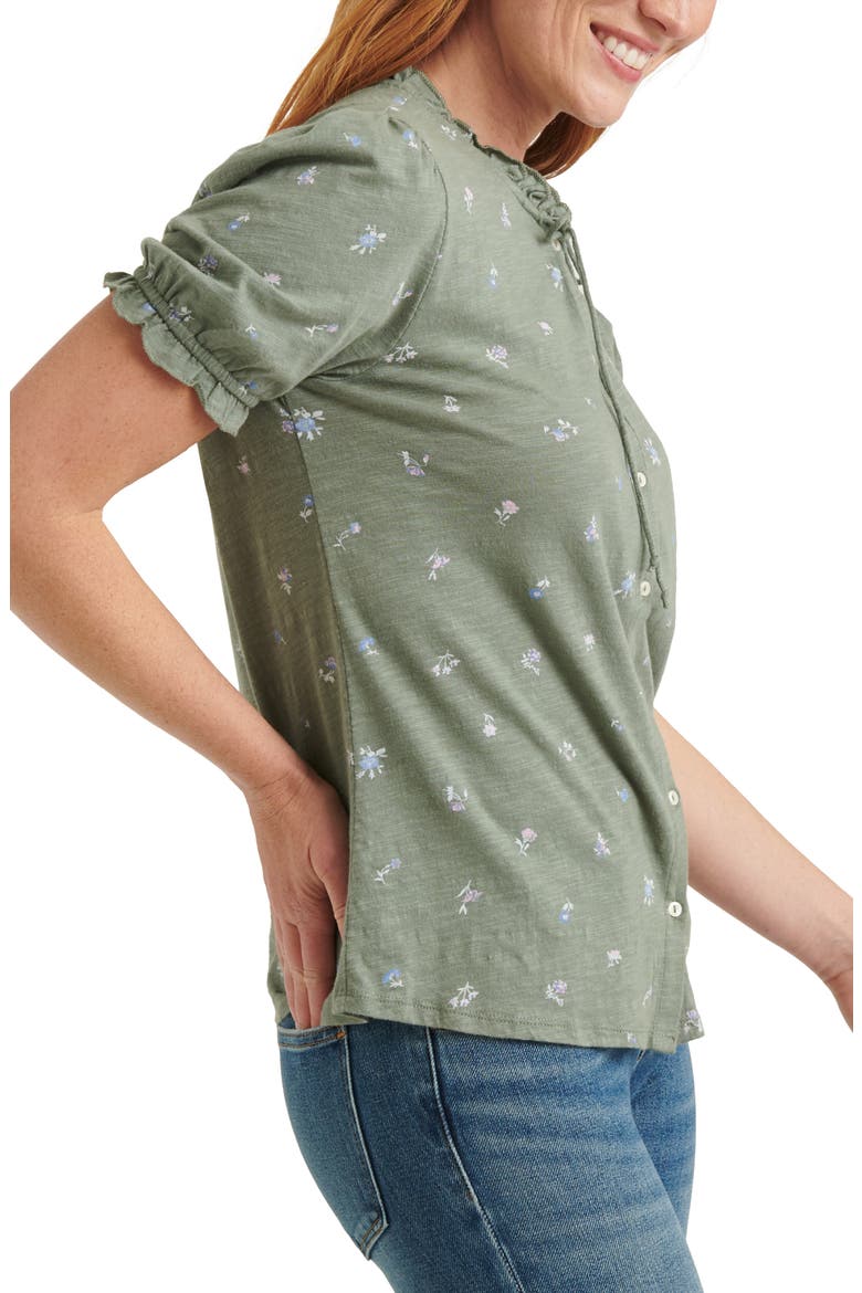 Ruffle Button-Up Top, Alternate, color, GREEN MULTI