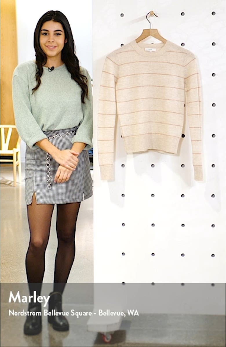 Stripe Fitted Cashmere Crewneck Sweater, sales video thumbnail