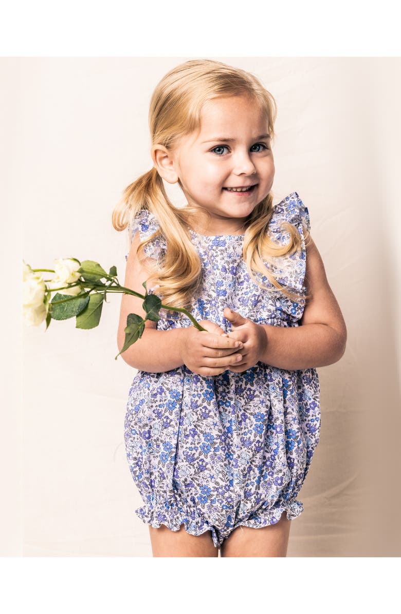 Petite Plume Fleur D'Azur Ruffle Romper, Alternate, color, Blue