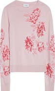 ST. JOHN Peony Merino Wool & Silk Blend Intarsia Sweater