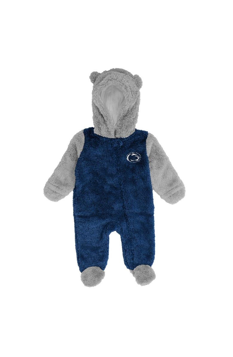 Outerstuff Newborn Navy/Gray Penn State Nittany Lions Game Nap Teddy Fleece Bunting Full-Zip Sleeper, Alternate, color,