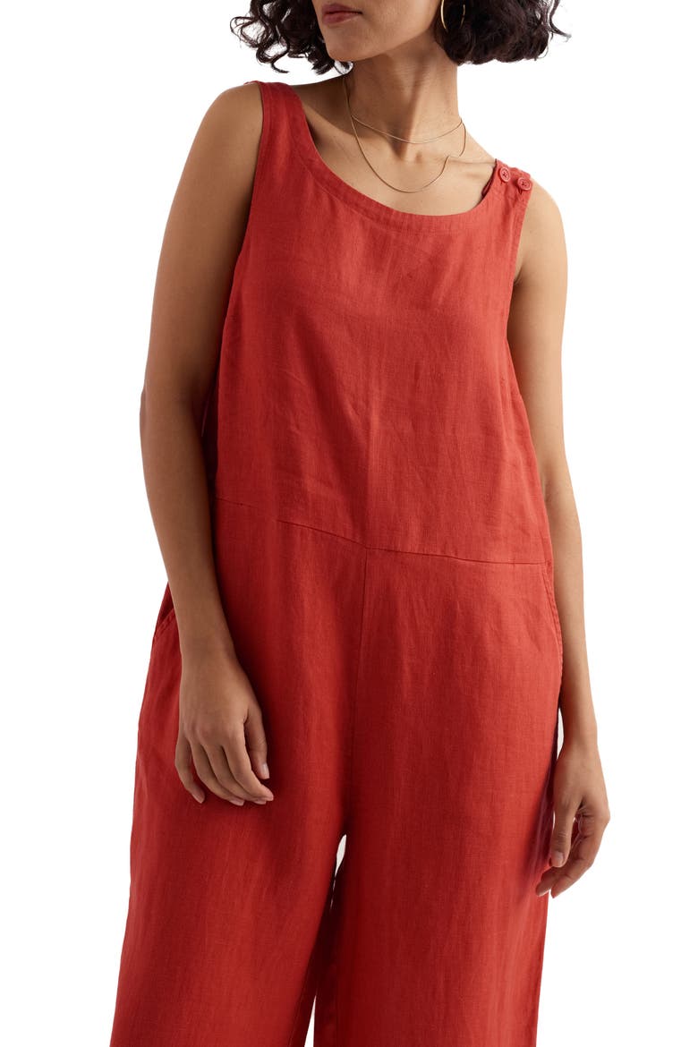 Salt Air Wide Leg Linen Jumpsuit, Alternate, color, CARNELIAN