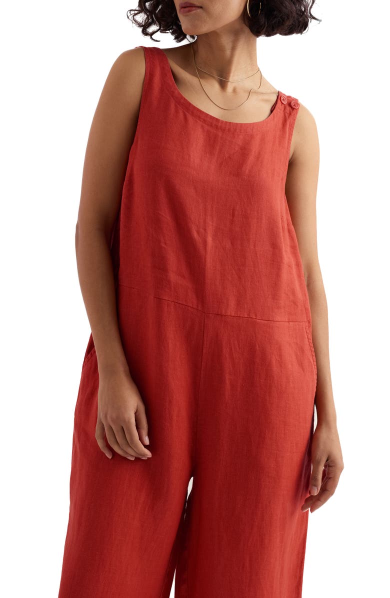 Seasalt Cornwall Salt Air Wide Leg Linen Jumpsuit, Alternate, color, Carnelian