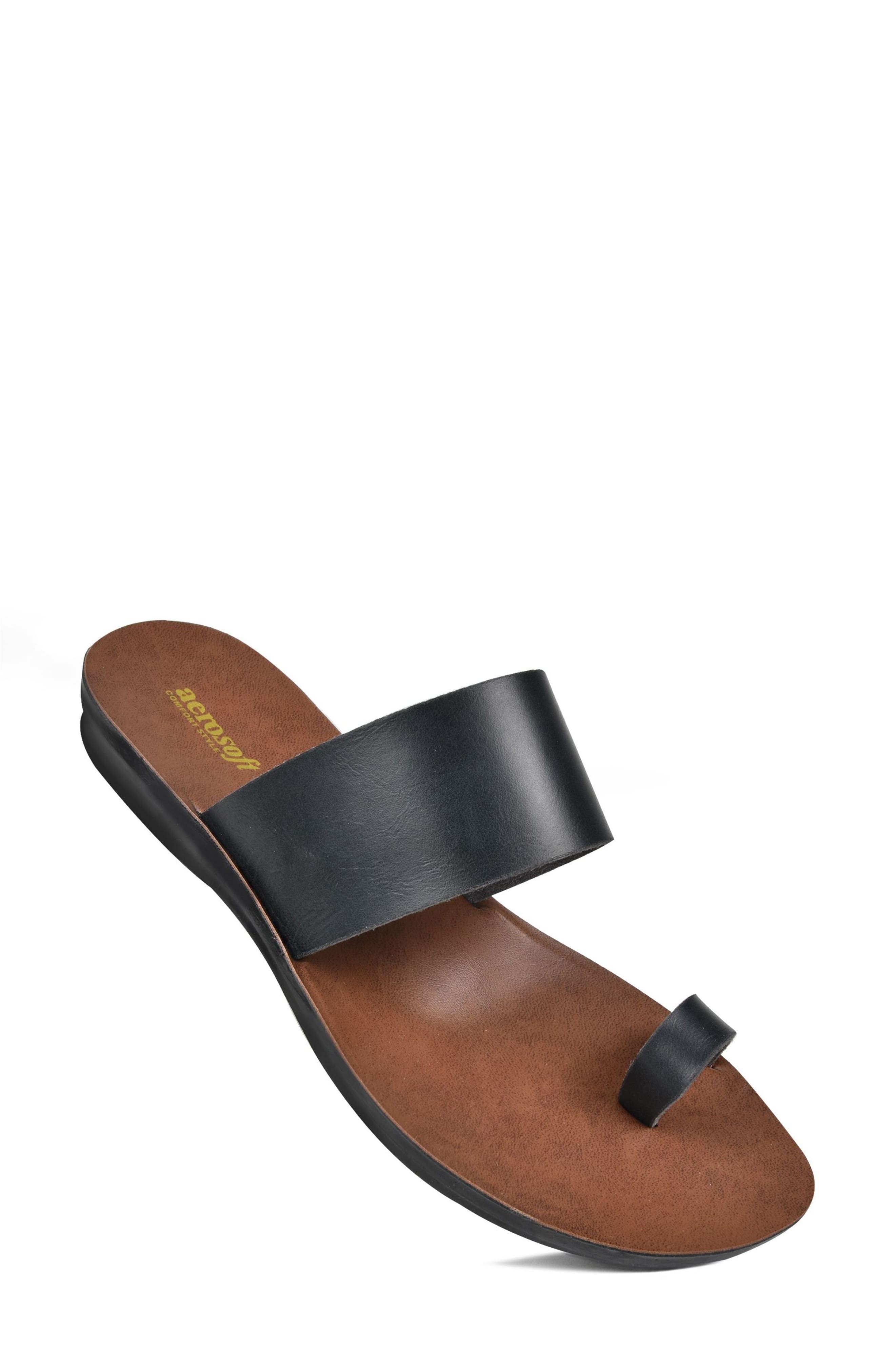 AEROSOFT Viewl Vintage Arch Toe Loop Sandal, Alternate, color, Black