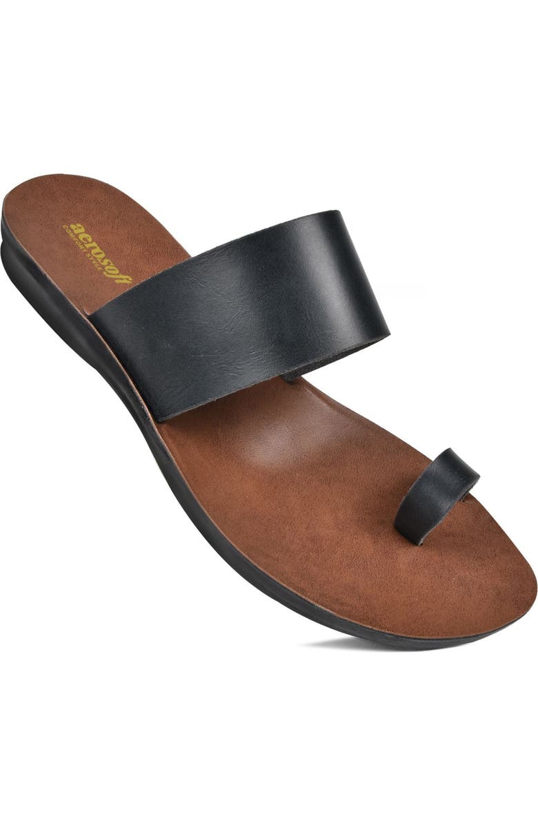 AEROSOFT Viewl Vintage Arch Toe Loop Sandal, Alternate, color, Black