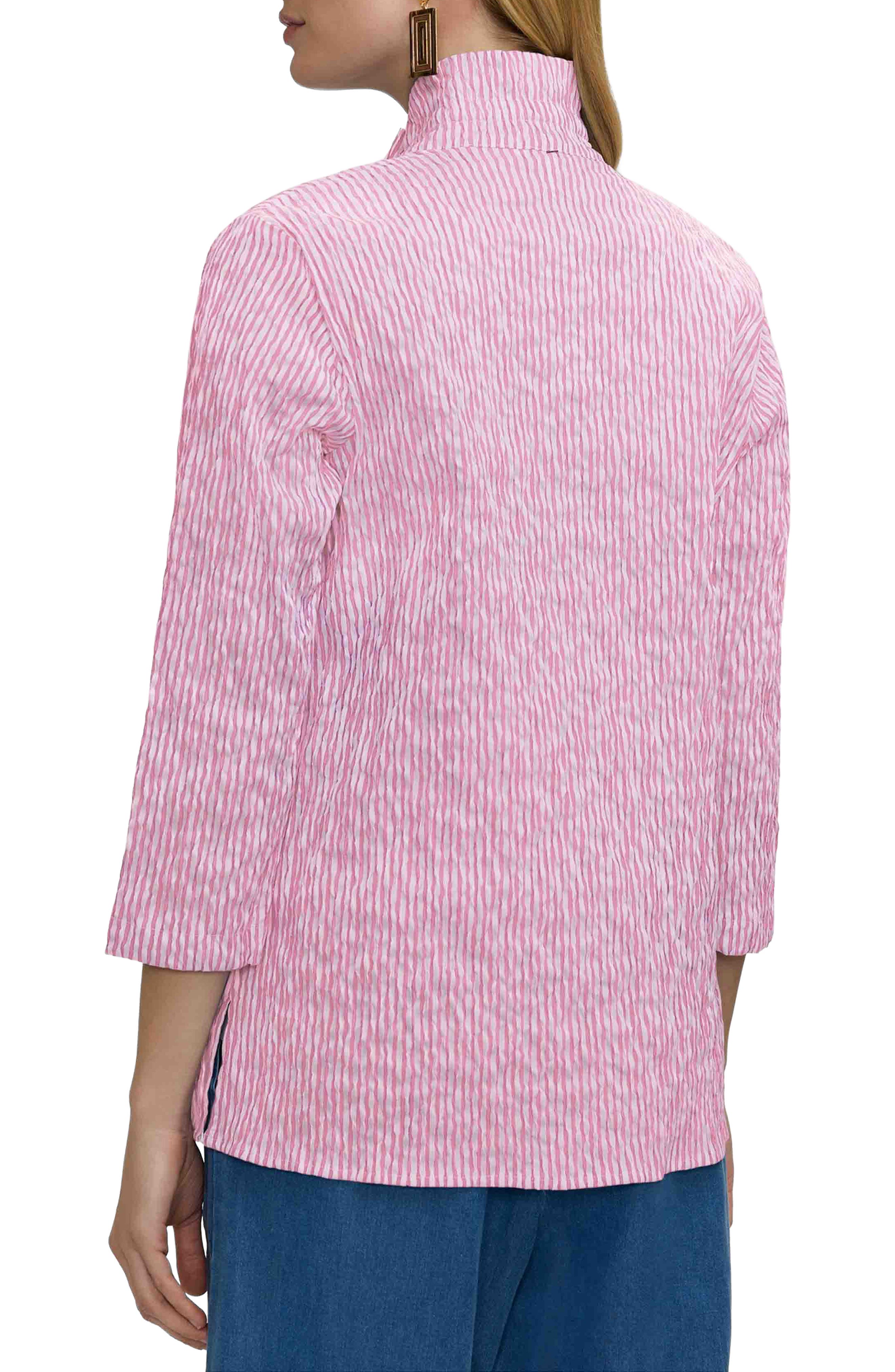 Carolina Stripe Crinkle Jacquard Button-Up Shirt - image 4