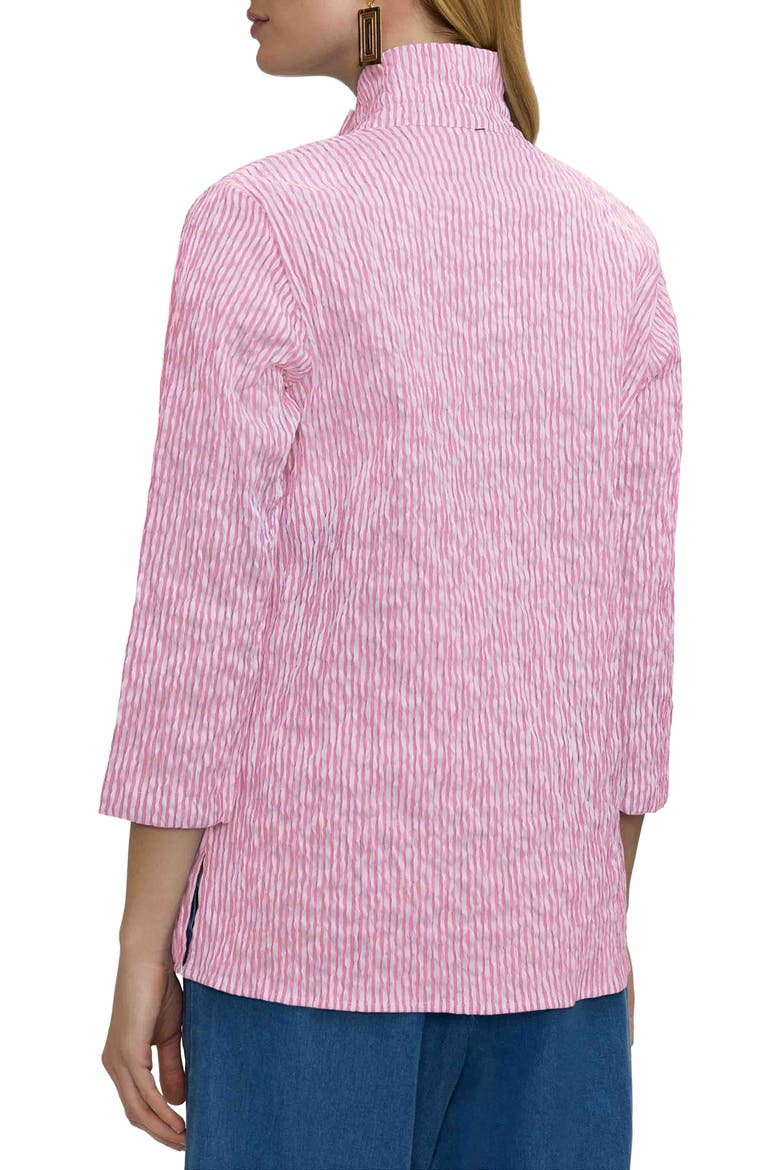 Carolina Stripe Crinkle Jacquard Button-Up Shirt, Alternate, color, PINK/ WHITE