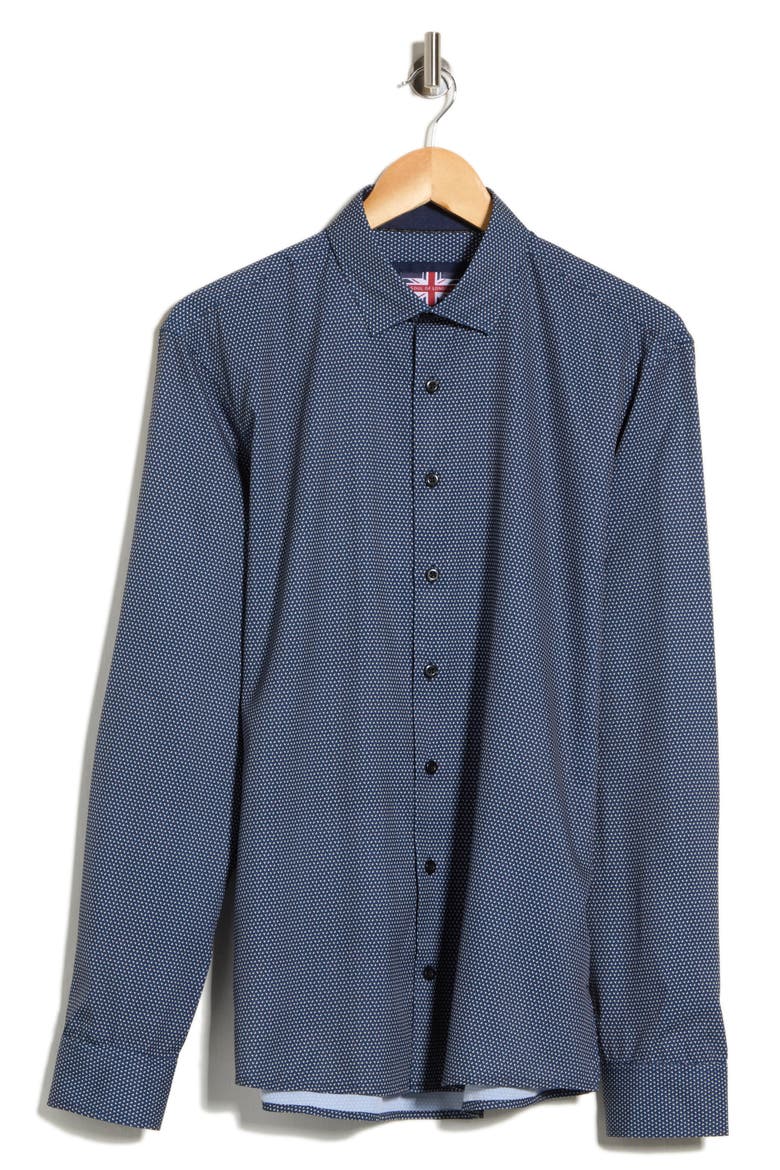 Microfiber Long Sleeve Sport Shirt, Main, color, NAVY/ MARINE