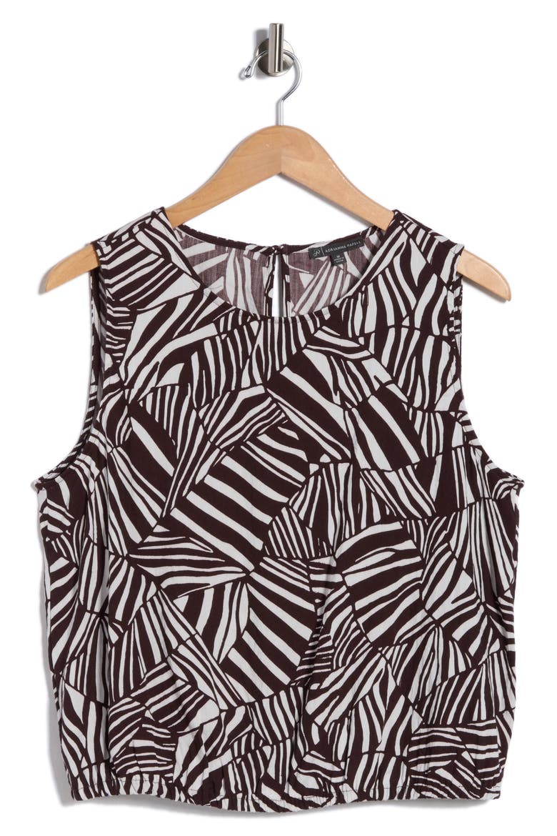 Sleeveless Bubble Hem Top, Alternate, color, CHOCOLATE PATCHWORK STRIPE
