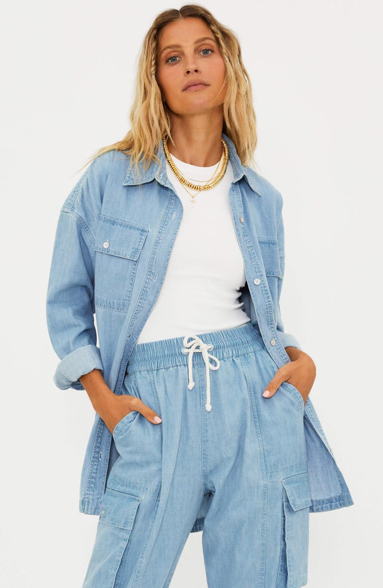 Beach Riot Coramine Oversize Denim Button-Up Shirt, Alternate, color, 