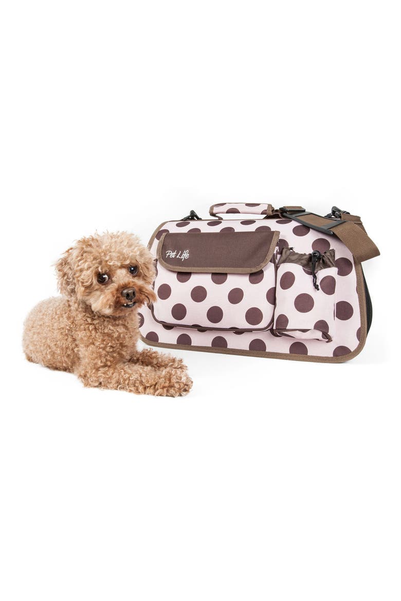 Faux Shealing Lined Folding Zippered Airline-Approved Casual Carrier, Alternate, color, PINK AND BROWN