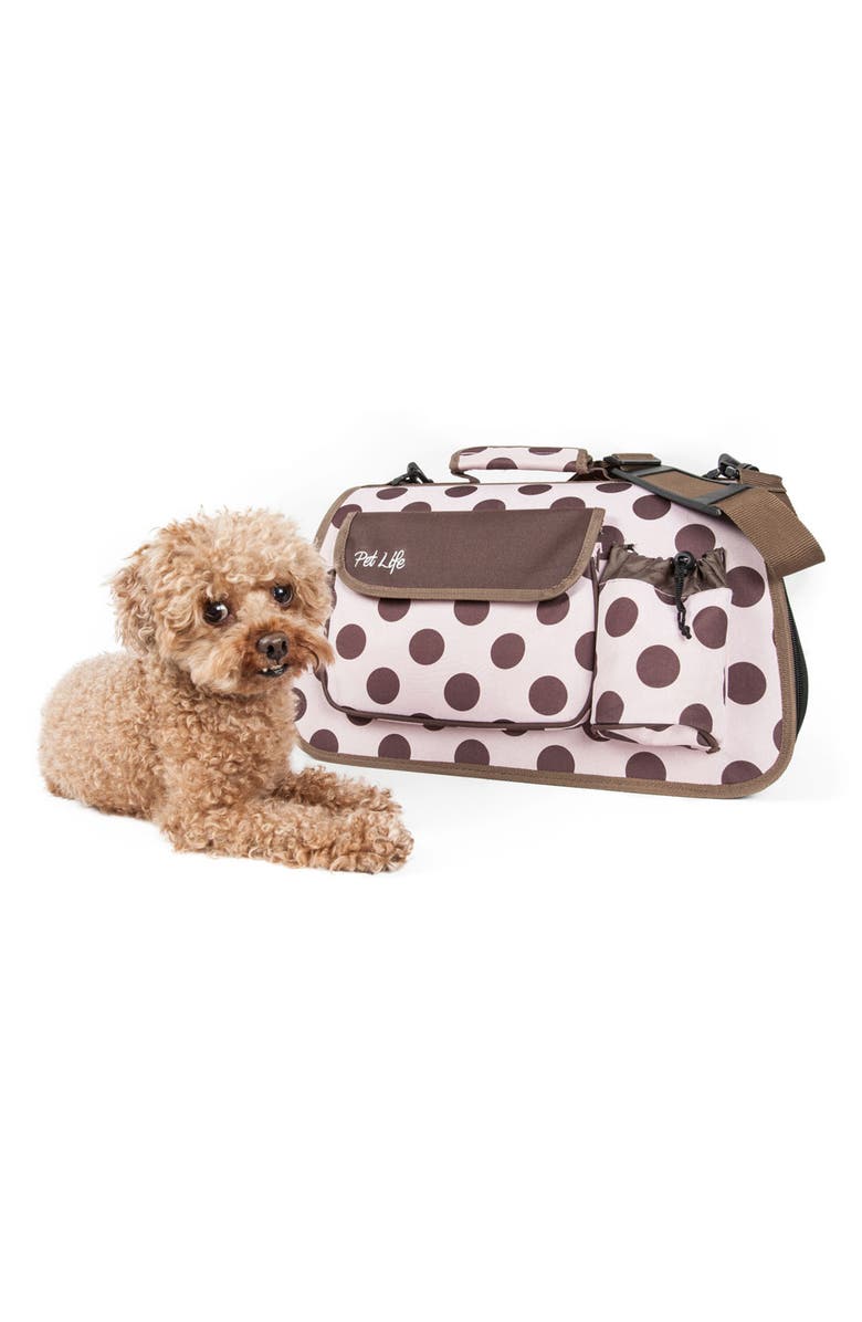 PET LIFE Faux Shealing Lined Folding Zippered Airline-Approved Casual Carrier, Alternate, color,