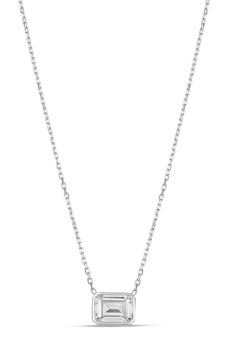 Mini Heart Bezel Pendant Necklace, Main, color, SILVER/ WHITE/EMERALD CUT