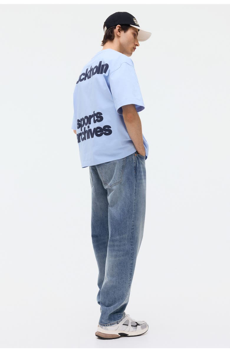 H&M Oversized Fit Printed T-shirt, Alternate, color, Light Blue/Sports Archives