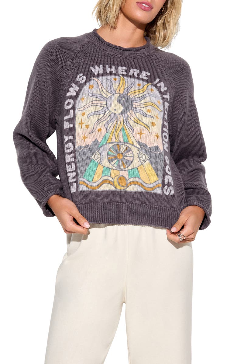 Spiritual Gangster Energy Flow Seek Cotton & Cashmere Sweater, Main, color, Vintage Black