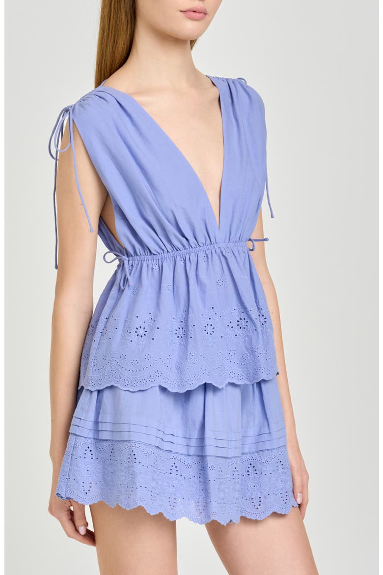 x Hannah Lovey Porter Goldie Cotton Eyelet Top (Nordstrom Exclusive), Alternate, color, CHAMBRAY