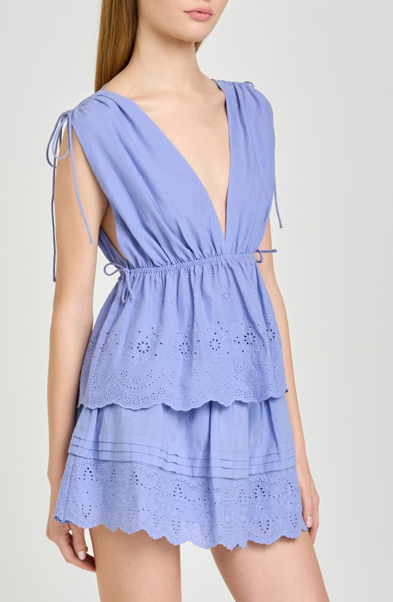 WAYF x Hannah Lovey Porter Goldie Cotton Eyelet Top, Alternate, color, Chambray