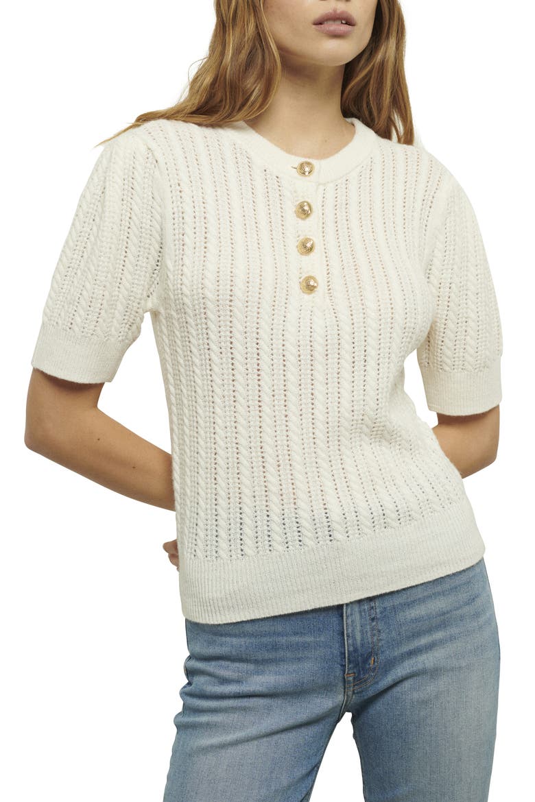 Shea Puff Sleeve Cable Sweater, Main, color, IVORY