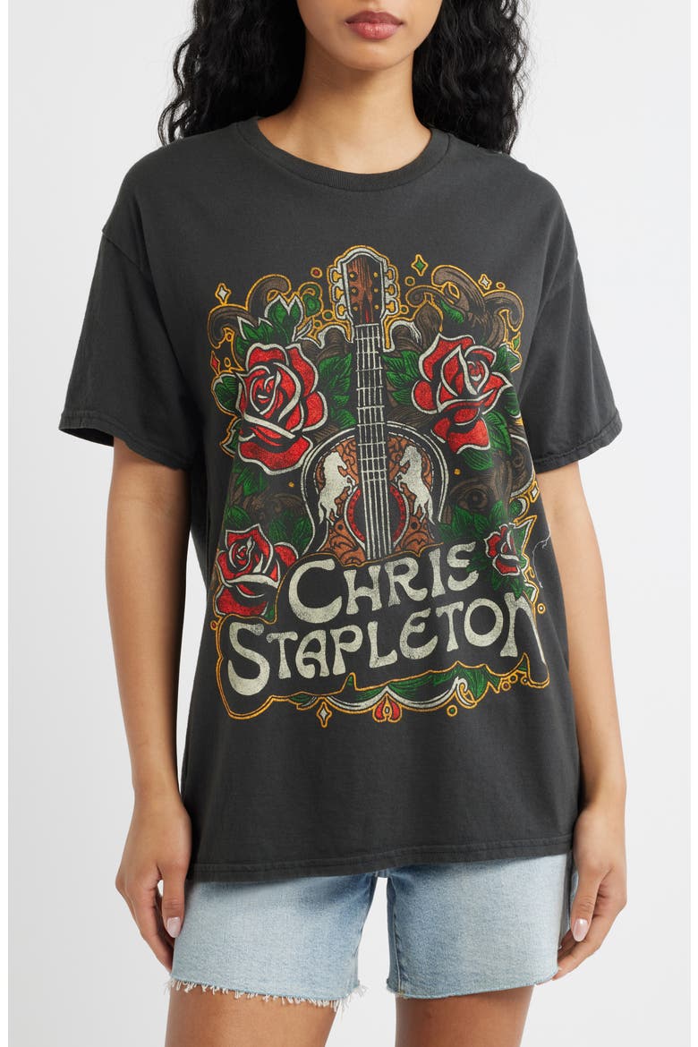 Chris Stapleton Floral Rose Cotton Graphic T-Shirt, Main, color, BLACK